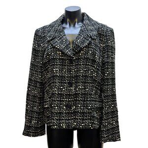 Lafayette 148 New York Black & White Tweed Jacket Size 14
